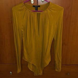 Sexy mustard color bodysuit